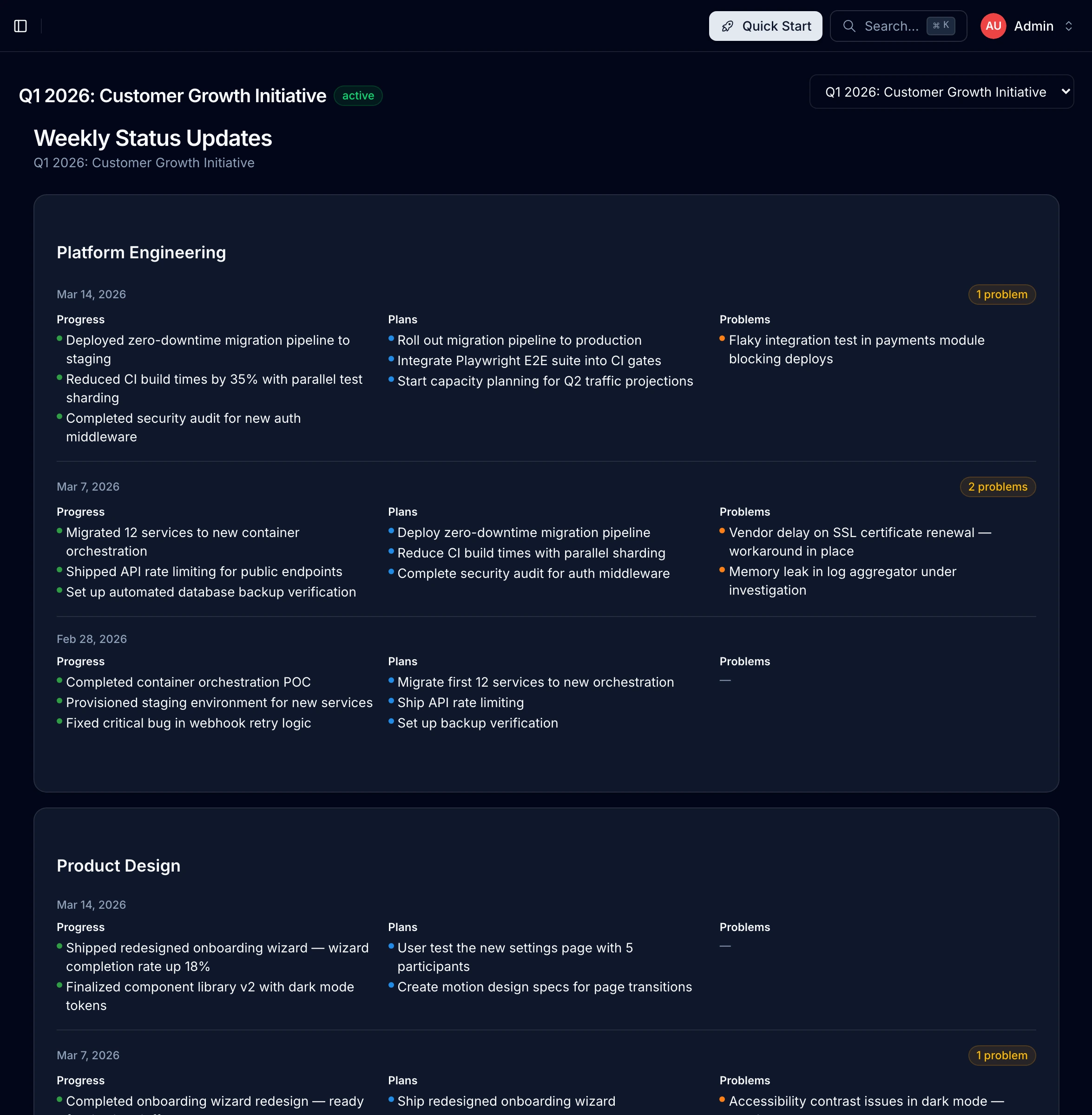 Wave admin view showing PPP submissions from multiple teams
